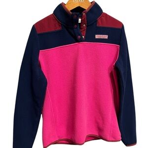 Vineyard Vines Pink and Navy blue Pullover fleece